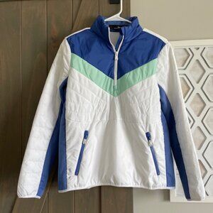 RLX Golf Ralph Lauren Women's Quilted Half-Zip Jacket - Size S - Blue/White -NWT